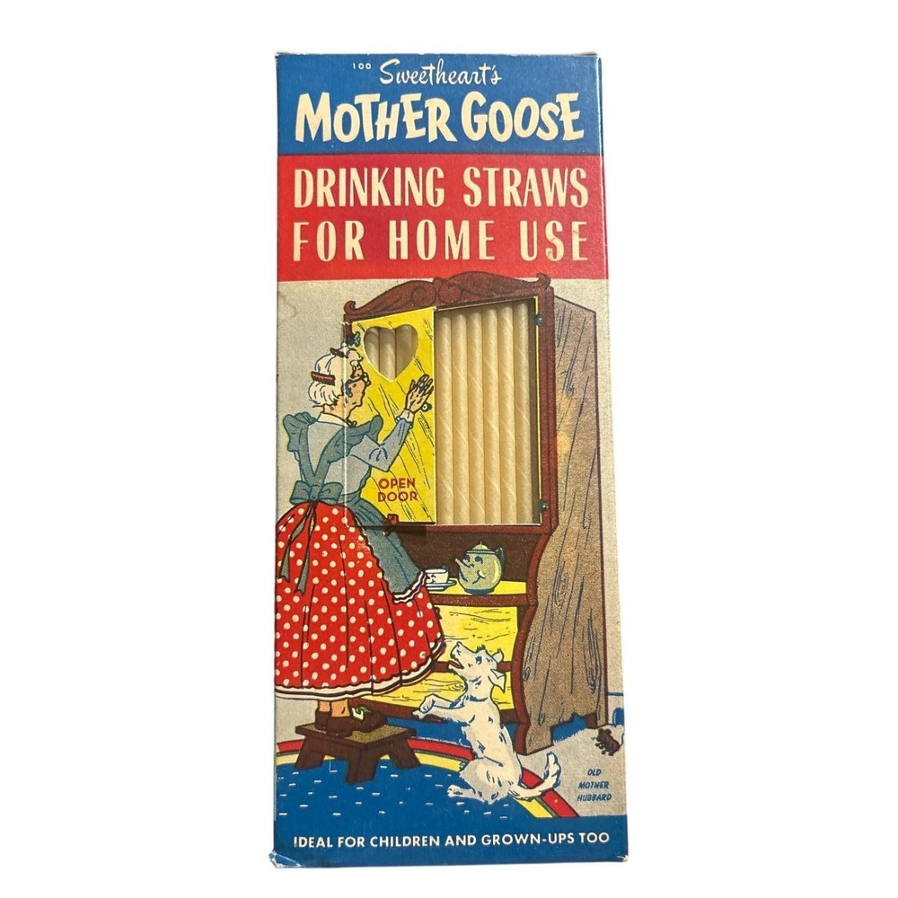 Vintage Sweetheart Mother Goose Drinking Straws Box